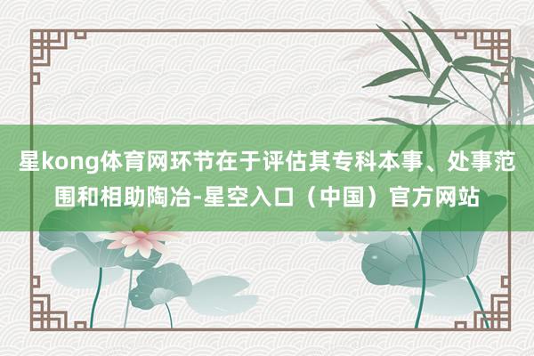 星kong体育网环节在于评估其专科本事、处事范围和相助陶冶-星空入口(中国)官方网站