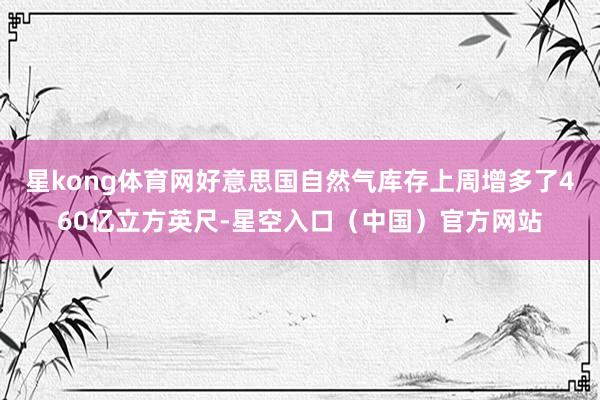 星kong体育网好意思国自然气库存上周增多了460亿立方英尺-星空入口（中国）官方网站