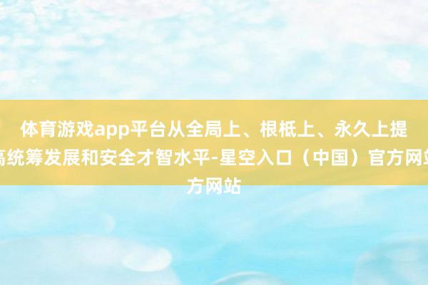 体育游戏app平台从全局上、根柢上、永久上提高统筹发展和安全才智水平-星空入口(中国)官方网站
