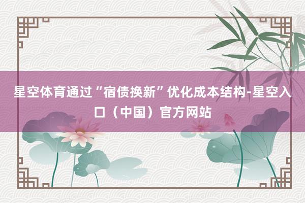 星空体育通过“宿债换新”优化成本结构-星空入口（中国）官方网站